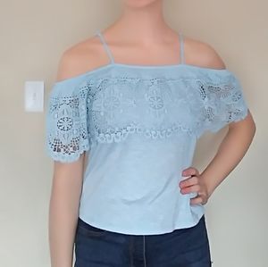 Blue tank top/off shoulder sleeves